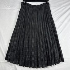 Vintage Polka Dot Pleated Skirt Midi Size 16W Black  White 80s 90s