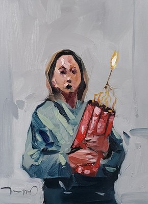 Jose Trujillo Fine Art PRINT 16x20'' Collectible Artist Person Holding Dynamite