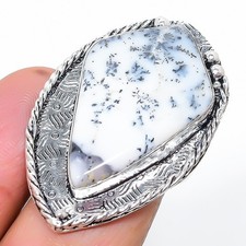 Dendrite Opal Gemstone Handmade 925 Sterling Silver Jewelry Ring Size 8 w649