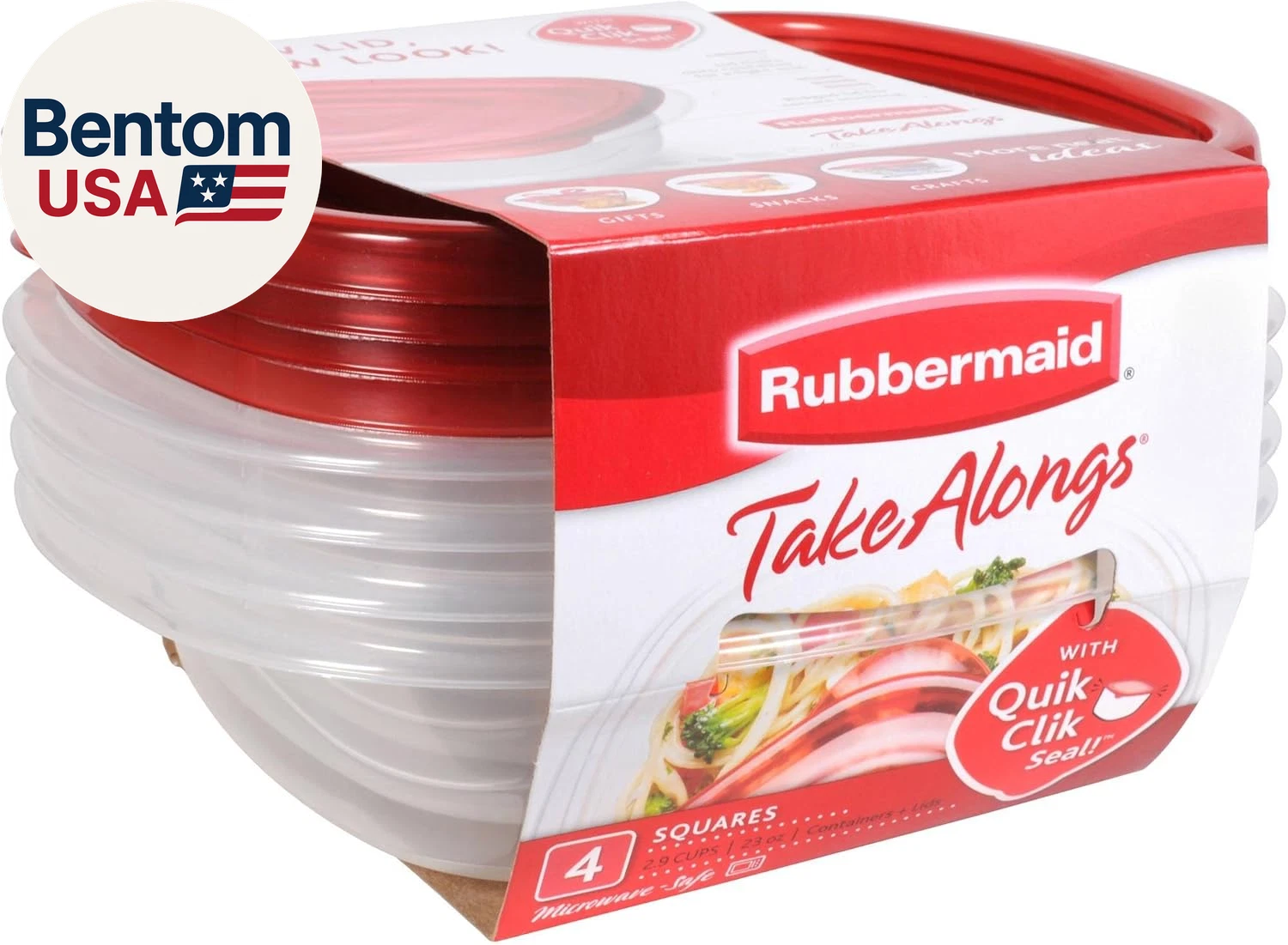 Takealongs Sandwich Food Storage Containers, 2.9 Cup, Tint Chili, 4 Count