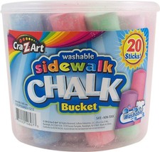 Washable Jumbo Sidewalk Chalk Set - 20 Assorted Colors in Storage Bucket