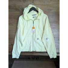 NWT Carhartt Hoodie Womens L Light Yellow Loose Fit Full Zip Sweatshirt TS6837-W