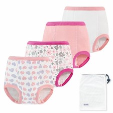 EZ Moms 4 Packs Toddler Potty Training Underwear Leakproof Soft 2T, Girls