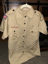 Boy Scout BSA UNIFORM SHIRT Men  s Small Short Sleeve Tan V50
