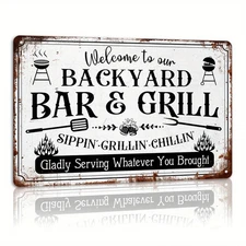Vintage Distressed Rustic BBQ Backyard Tin Metal Signs Home Décor 8x12 