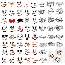 80 Pcs Snowman Face Stickers for Crafts Christmas Word Multicolor