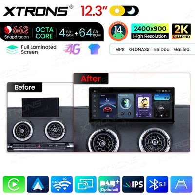 Car Multimedia Player 12.3'' Android Stereo CarPlay Retrofit for Audi A3 S3 RS3