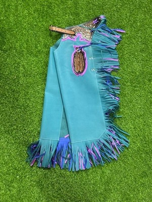 Hand-Tooled Leather Rodeo Chaps Handmade Western Chaps | Fringe Bull Riding Gear