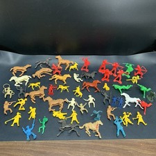 Vtg Western Cowboys Indians Horses Marx Toys Tim-Mee Toys Plastic Figures 50 