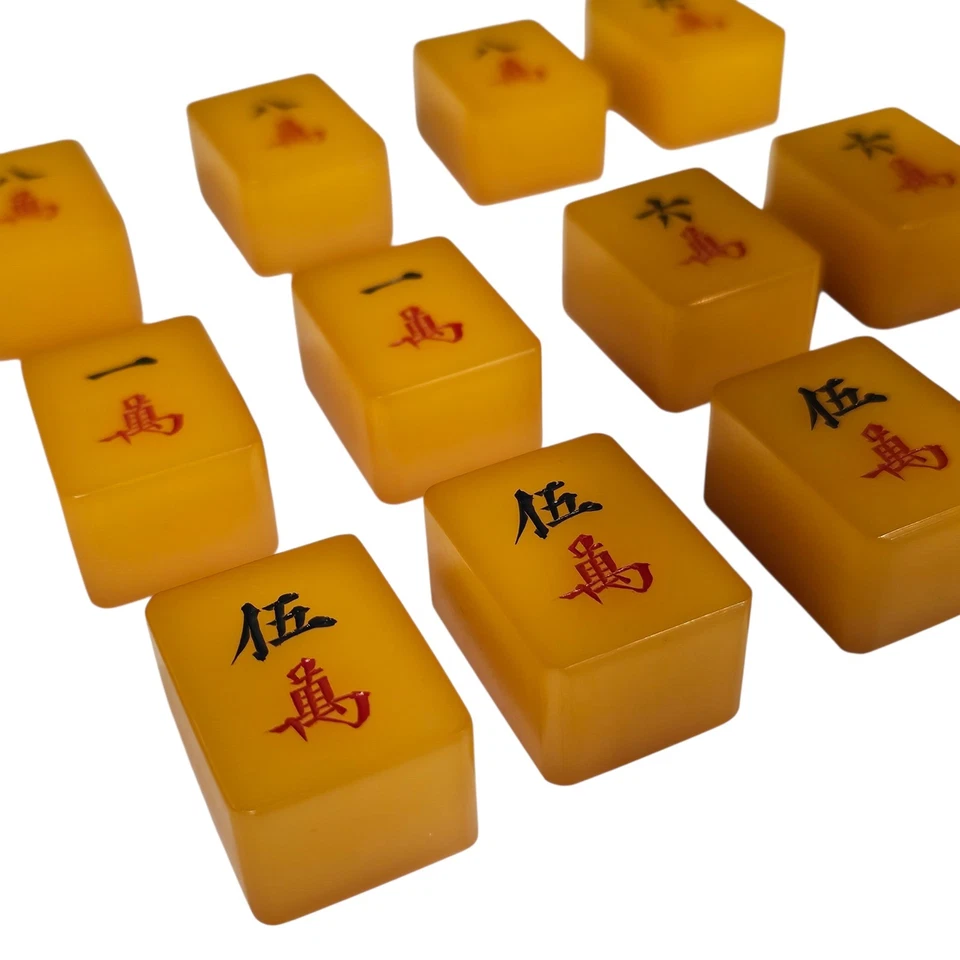 Lot of 12 - Vintage Mah Jong Bakelite Amber Colored Semi Translucent Tiles Thick - Image 4 of 4
