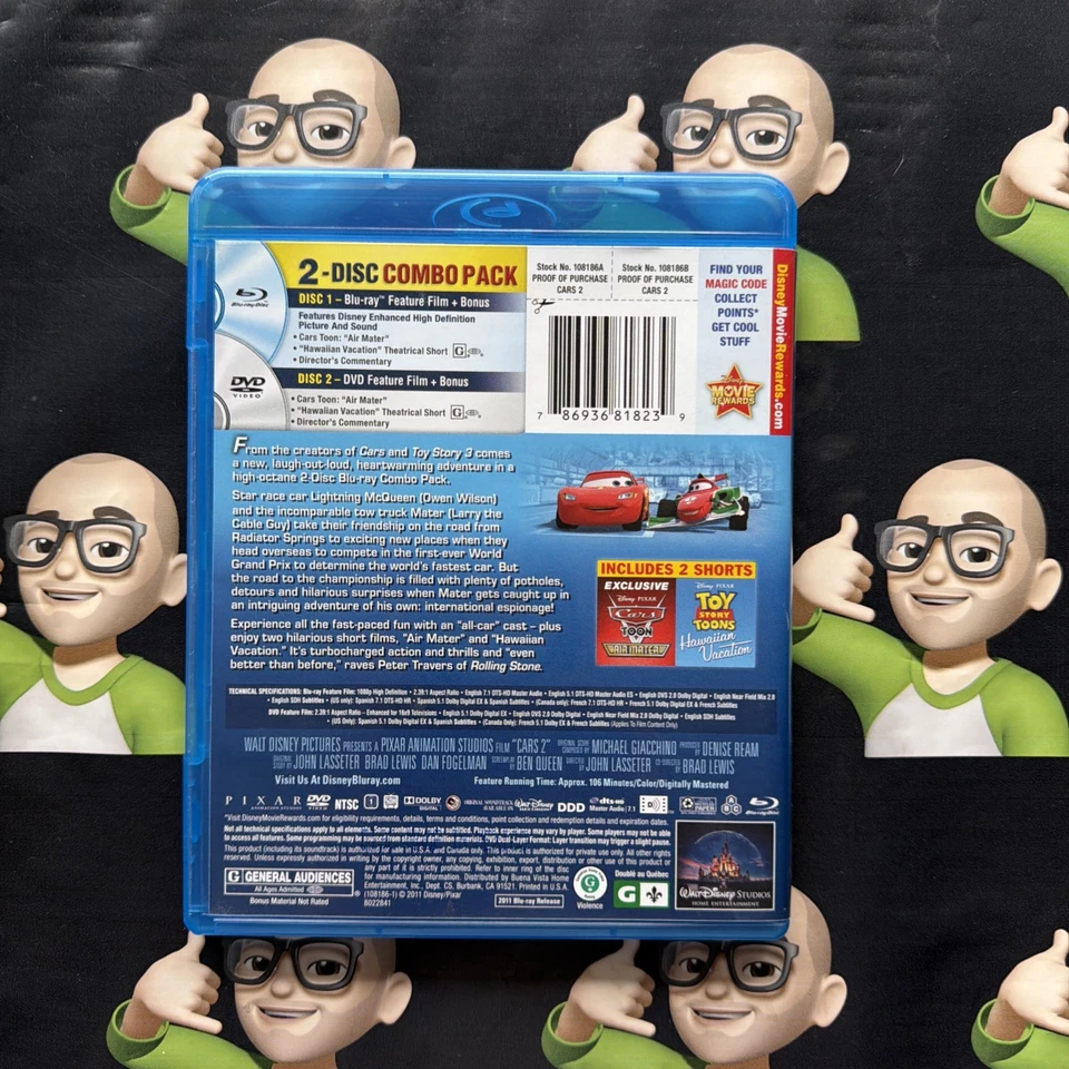 Cars 2 Blu-ray + DVD Disc Combo Pack Walt Disney Pixar 2011~GUC~FREE SHIPPING - Image 2 of 4