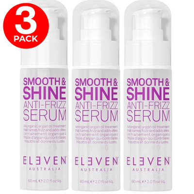 ELEVEN Australia Smooth Shine Anti-Frizz Serum Argan Oil Hair Treatment 2oz 3Pk