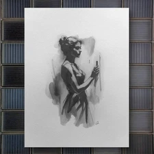 Original 8x10 Female Woman   Portrait  Watercolor Painting Sketch