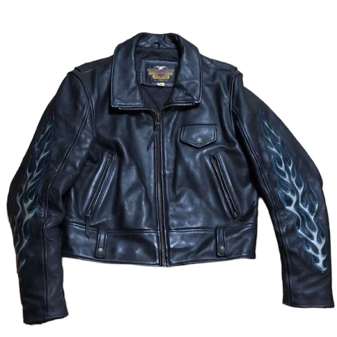 HARLEY-DAVIDSON フレイムスジャケットＭサイズ Harley Davidson Leather Jacket Flames for sale | eBay