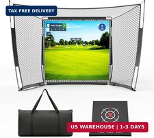 Golf Hitting Net Simulator Enclosure - Golf Hitting Net with Impact Screen and T