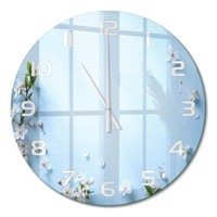 Glasuhr Glas-Wanduhr Elegant KirschblüTen-Hintergrund WeißE Zeiger Fi60 Cm