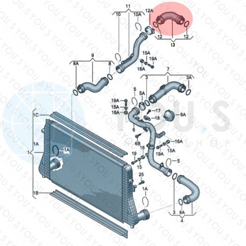 YOU.S Ladeluftschlauch für VW GOLF V / V Variant (1k_) 1.9 TDI - 1T0145790B -neu - Bild 4 von 4