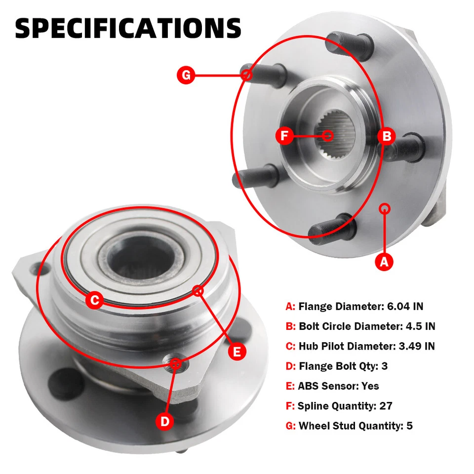 MOOG Front Wheel Hub Bearing for Jeep Grand Wagoneer Cherokee Comanche 5Lugs — 第 2/4 张图片
