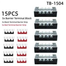 15PCS Dual Row 4 Position Screws Terminal 600V 15A Electric Barrier Strip Block