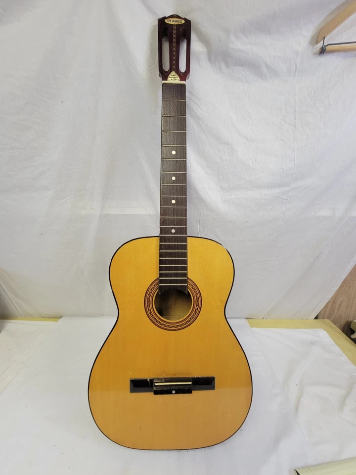 Vintage Acoustic Steel Reinforced Neck Guitar Ames Great Condition Inlay - Image 2 of 4