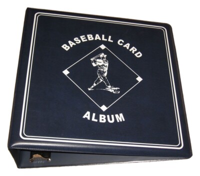 baseball card binder cover Performore Hand-Stitched Baseball Card 2-Inch Binder, Red Stitching Baseball Card Collector Binder Album with 9-Pocket Sleeves for Sports Trading