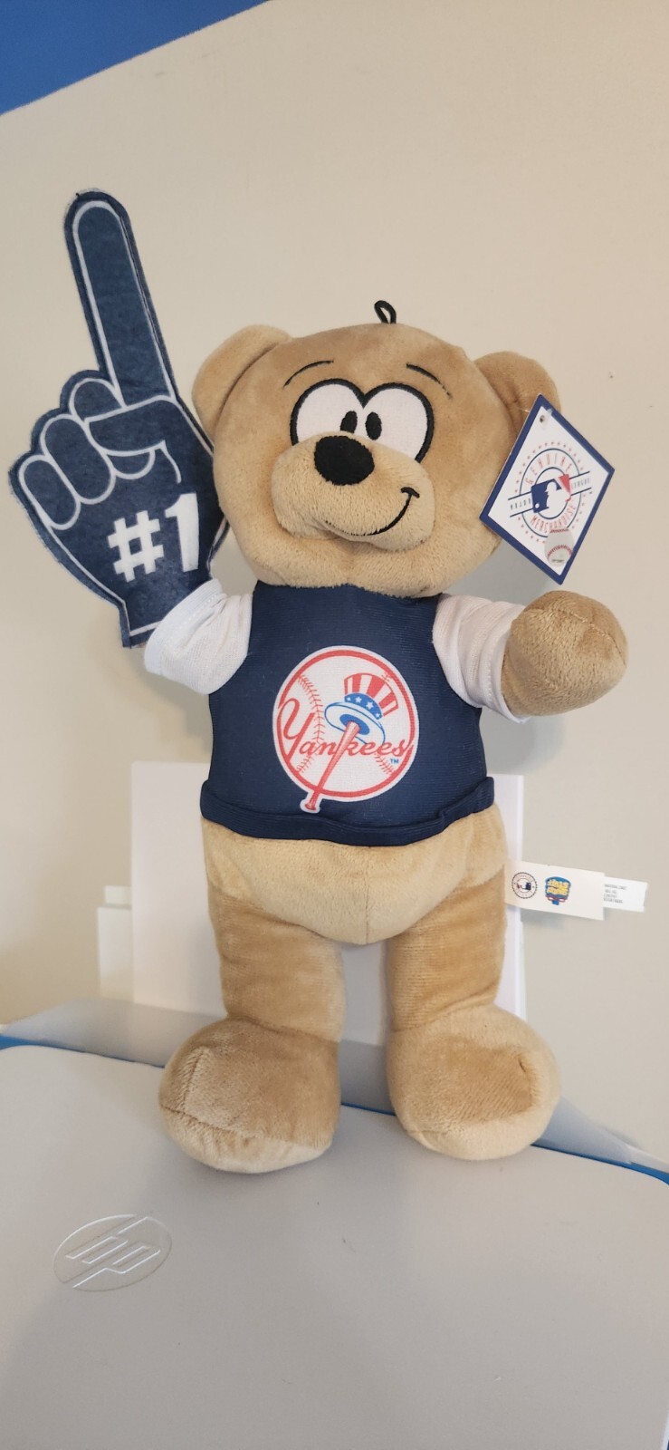 NWT 15" MLB NY Yankees 1 Teddy Bear Plush w/ Uniform & Foam Finger