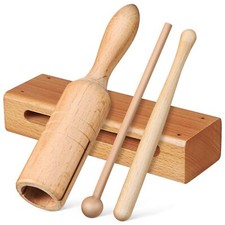 2 Sets of Beech Wood and Clapper Tubes with Mallets Compact Percussion Instru...