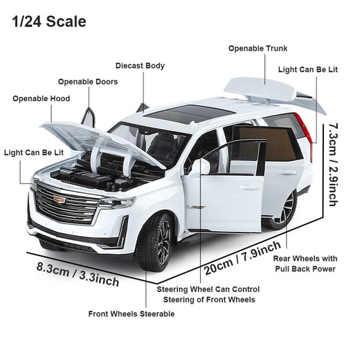 1:24 Diecast Vehicle for Cadillac Escalade SUV Model Car Toy Collectible Gifts - Picture 2 of 14