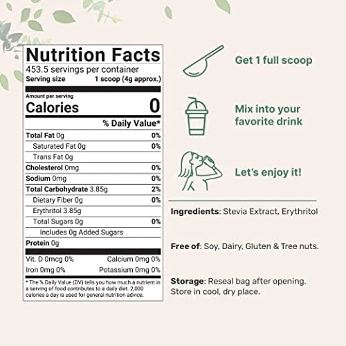Stevia Sweetener Powder with Plant-based Erythritol 4 Pounds 64 Ounces | Ket... - Imagen 2 de 6