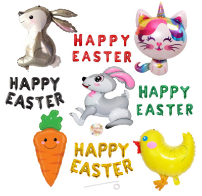 Ostern Folienballons 16'' Frohe Ostern Buchstaben Hase Ei Karotte Einhorn Katze Küken