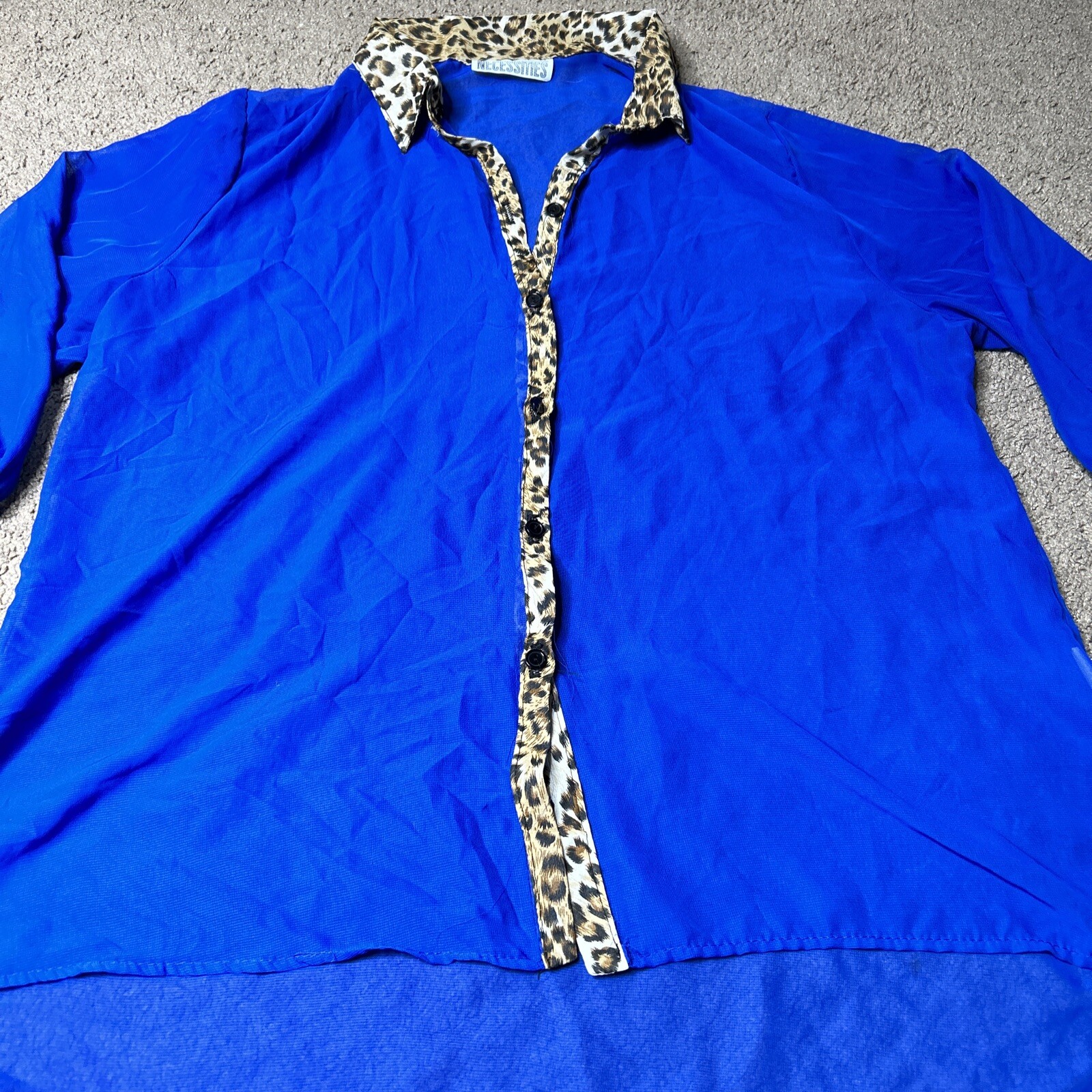 Women’s 1X Basic Necessities Blue Sheer Leopard P… - image 3