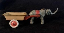 Antique German Penny Toy Nodder Elephant pulling cart