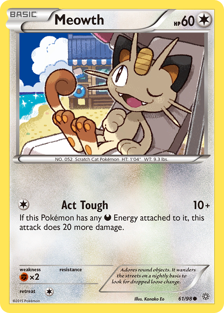 Meowth 61/98 Common | Ancient Origins | Pokemon Card | eBay