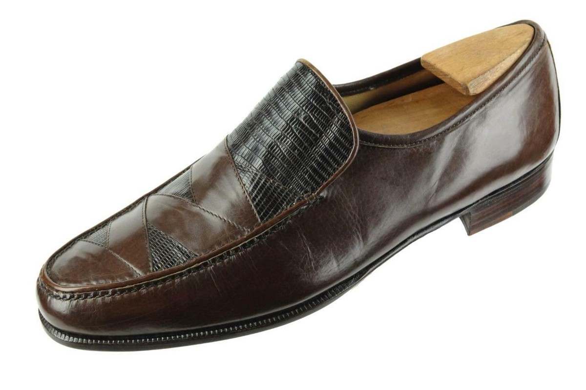 NEW Dk Brown Vintage FRANK MORE Lizard Leather Loafers Dress  display picture 2