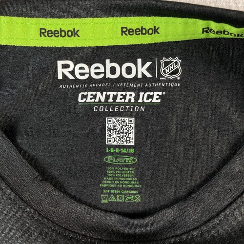 Boston Bruins Shirt Youth Large Black Reebok Center Ice Play Dry Long Sleeve NHL - Picture 6 of 10