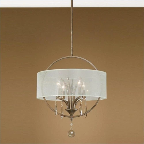 Uttermost Alenya 4 Light Fabric Drum Pendant in Burnished Gold - Picture 1 of 3