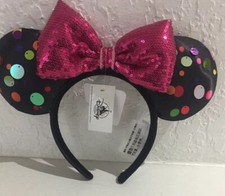 Disney Parks Minnie Mouse Multi Color Polka Dot Ear Headband New with Tags