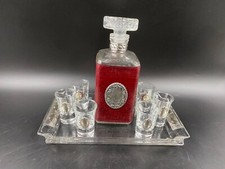 Servizio set Vodka Grappa Alcolici Cristallo bottiglia 6 shot placche d' argento