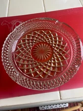 Vintage Heavy Glass Cut Glass Bottom 8 1/2" D. Ashtray $15
