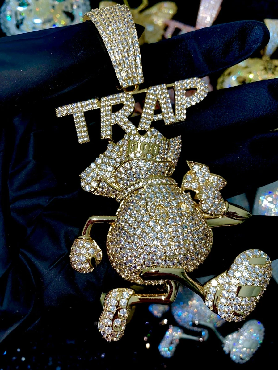 Iced out money clearance bag pendant