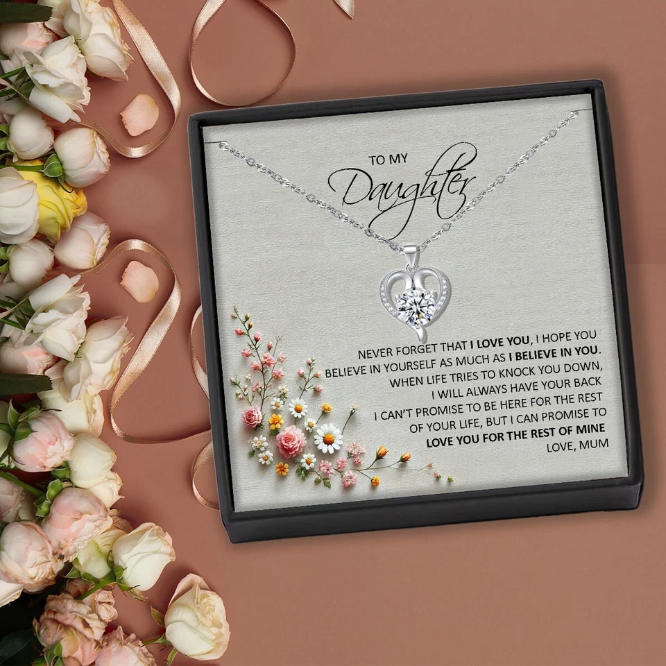 To My Daughter Heart Necklace Love Gifts from Mum Dad Girl Gift Present - Image 2 of 4