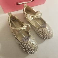 Walofou RXFS SIZE 12 GOLD MARY JANE GLITTER DRESS SHOES