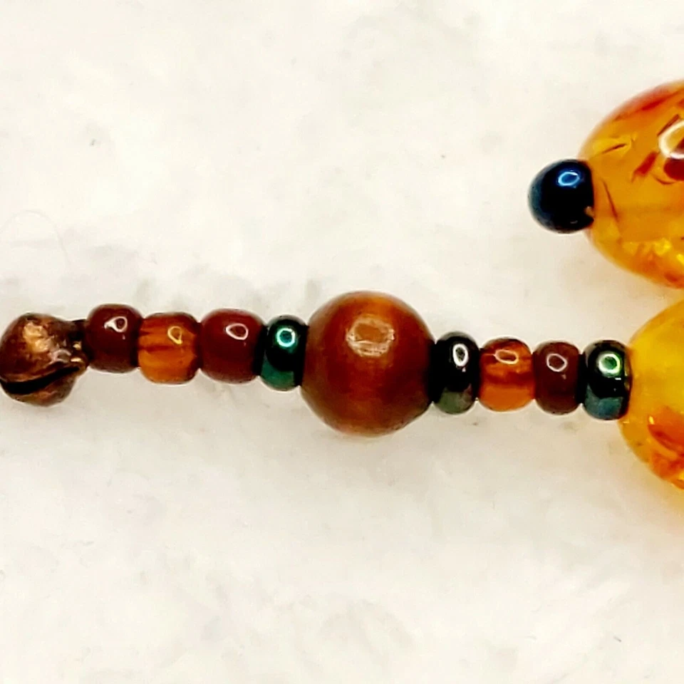 Pendientes de cobre hechos a mano cuentas ámbar cuentas de madera cuentas de vidrio colgantes Foto 3 de 4