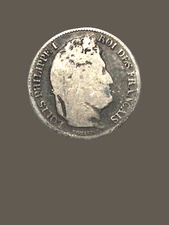 1843 France 1 Franc Silver Coin with Louis Philippe I - VG