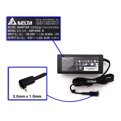 Neu Delta Acer SWIFT 3 SF316-51-50K3 Laptop AC Adapter Ladegerät Netzteil 65W