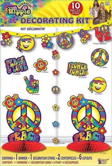 Hippie Decor 60 S Decades Woodstock Theme Party Wall Room Decorating Kit For Sale Online