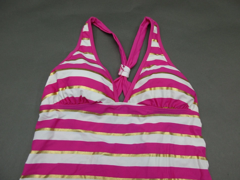 Bongo Talla M Mujer Rosa/Blanco Rayas Inalámbrico Acolchado Traje de Baño Tankini Top 3L Foto 2 de 4