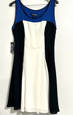 Express Color Block Blue Black Fit & Flare Dress Woman 8 6 M | eBay Express Color Block Blue Black Fit & Flare Dress Woman 8 6 M | eBay