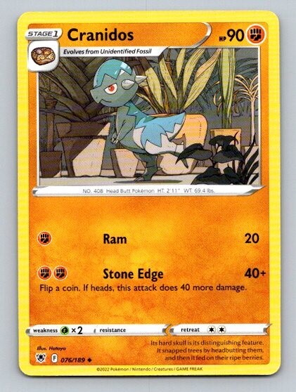 2022 Pokemon Card Astral Radiance Cranidos 76/189