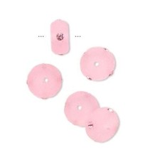 5 Frosted Pink Resin 10x5mm Rondelle Beads Made with Swarovski Crystals 